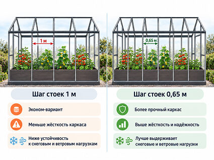 Какой шаг между стойками теплицы считается нормальным?