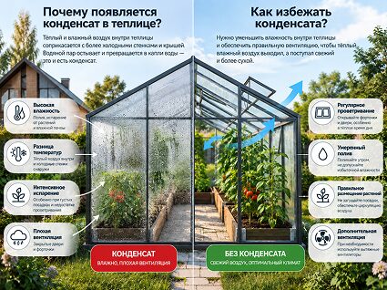 Почему появляется конденсат в теплице?