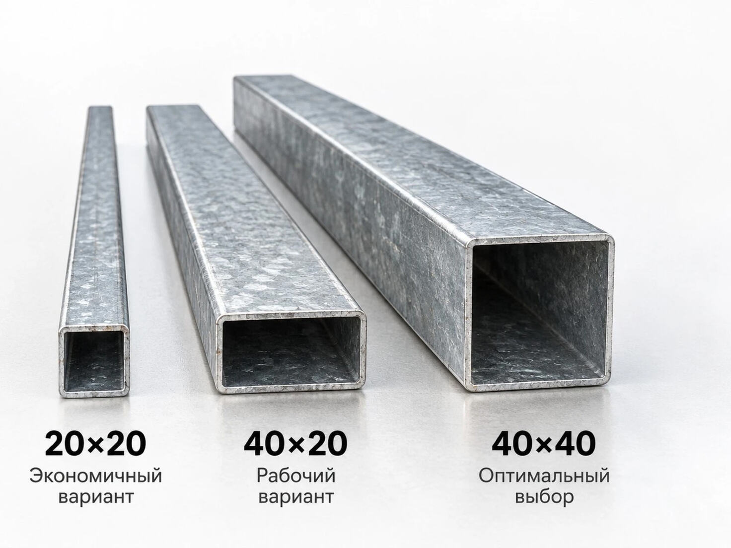 Сравнение профильных труб 20×20, 40×20 и 40×40 мм для каркаса теплицы