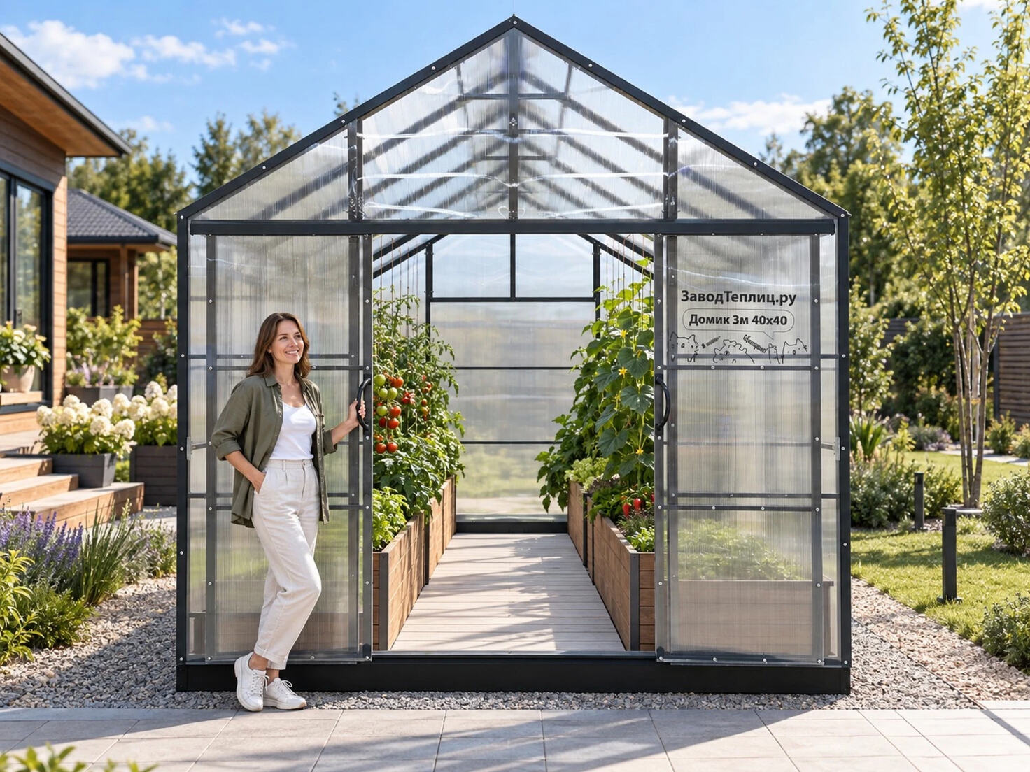 Теплица с каркасом из профильной трубы 40×40 мм