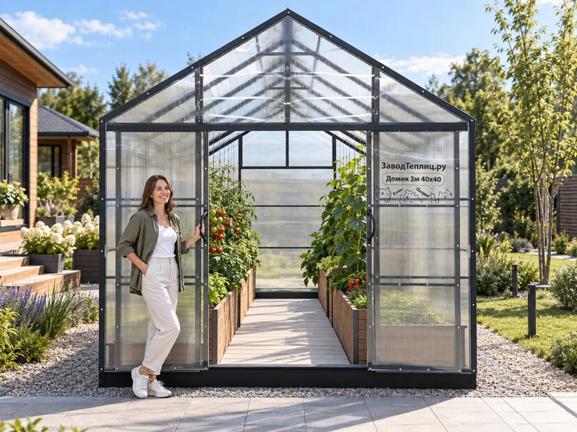 Теплица с каркасом из профильной трубы 40×40 мм