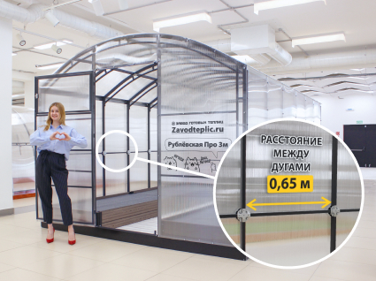 Шаг дуг в теплице из поликарбоната 0,65 или 1 метр - какой выбрать?