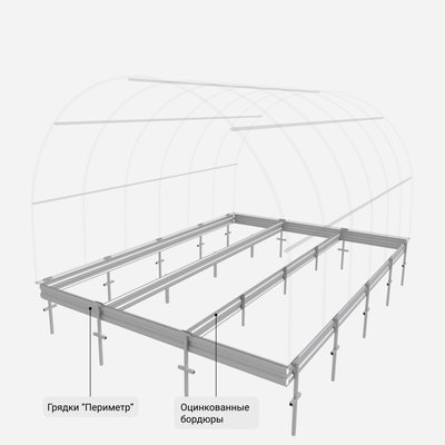 Оцинкованные грядки “Периметр” в теплицу шириной 3 м 